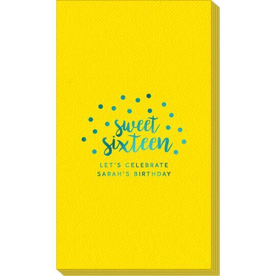 Confetti Dots Sweet Sixteen Linen Like Guest Towels